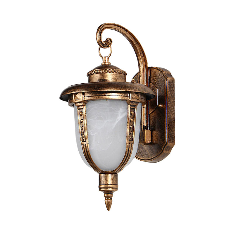 Vivolux | Urn-förmige Frosted Glass Wandlamp Land 1 Licht Außen Wand Hängeleuchte in Schwarz/Gold/Bronze