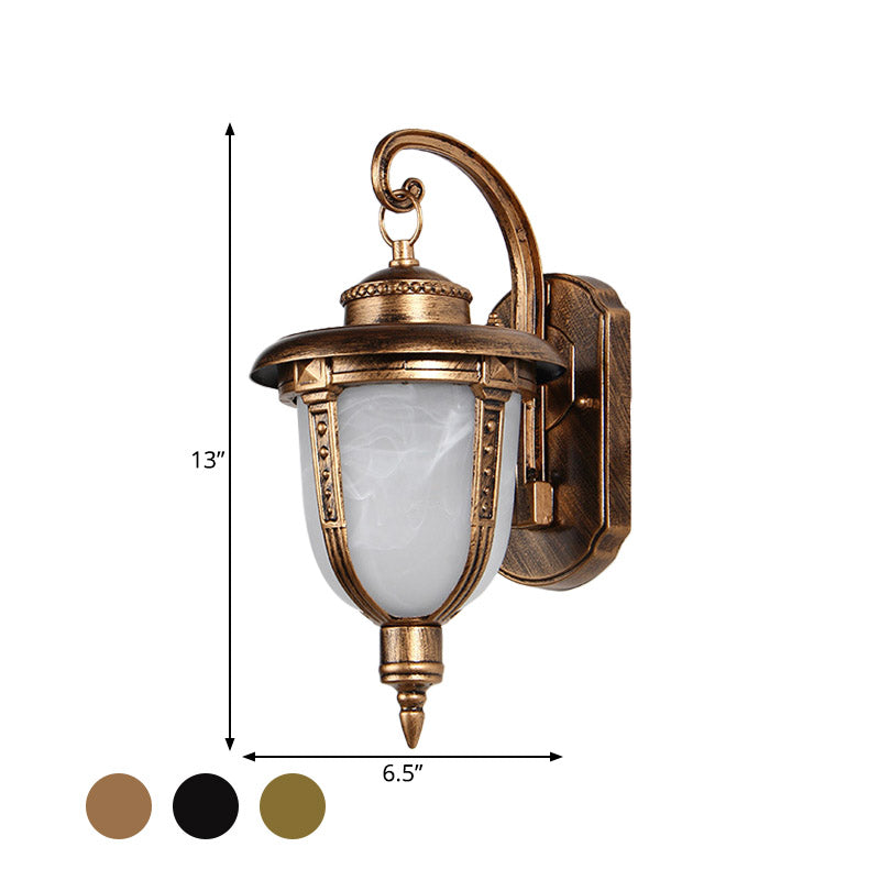 Vivolux | Urn-förmige Frosted Glass Wandlamp Land 1 Licht Außen Wand Hängeleuchte in Schwarz/Gold/Bronze