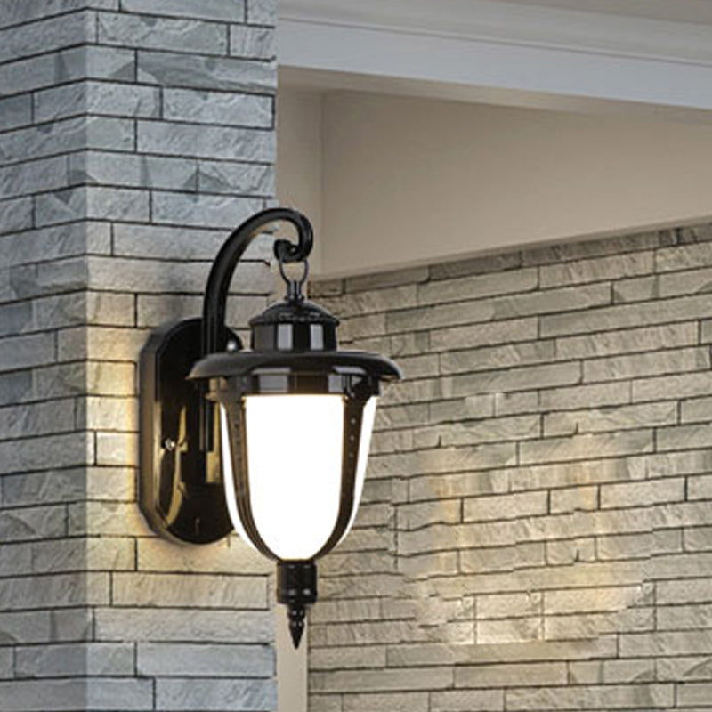 Vivolux | Urn-förmige Frosted Glass Wandlamp Land 1 Licht Außen Wand Hängeleuchte in Schwarz/Gold/Bronze