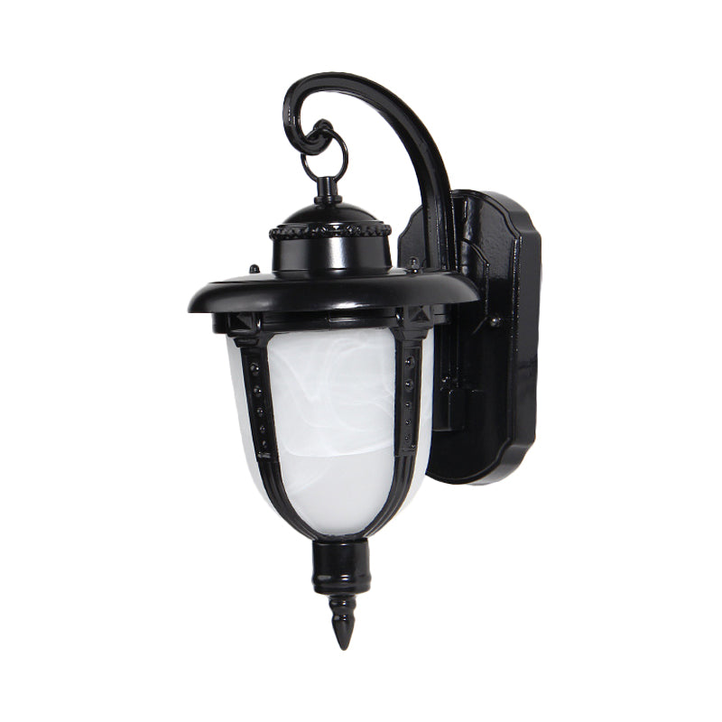 Vivolux | Urn-förmige Frosted Glass Wandlamp Land 1 Licht Außen Wand Hängeleuchte in Schwarz/Gold/Bronze