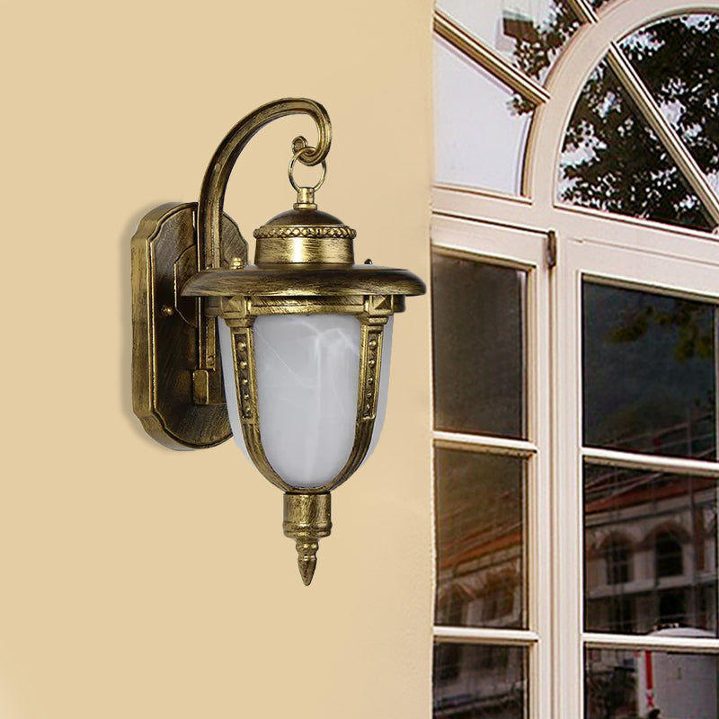 Vivolux | Urn-förmige Frosted Glass Wandlamp Land 1 Licht Außen Wand Hängeleuchte in Schwarz/Gold/Bronze