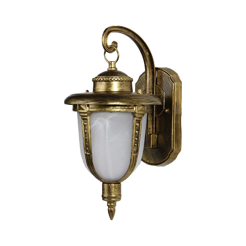 Vivolux | Urn-förmige Frosted Glass Wandlamp Land 1 Licht Außen Wand Hängeleuchte in Schwarz/Gold/Bronze