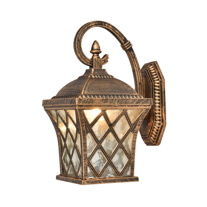 Vivolux | 1 Glühbirne Vogelkäfig Wandbeleuchtung Ideen Rustikaler Bronze-Finish Klare Wellen-Glas Wandmontierte Lampe