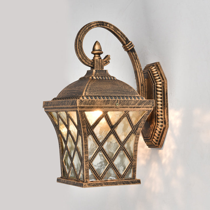 Vivolux | 1 Glühbirne Vogelkäfig Wandbeleuchtung Ideen Rustikaler Bronze-Finish Klare Wellen-Glas Wandmontierte Lampe
