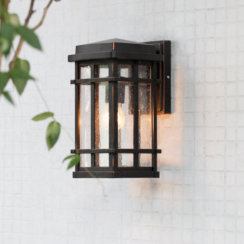 Vivolux | Schwarz 1 Glühbirne Wandlichtarmatur Bauernhaus Klare Samen Glas Rechteck Wandlampe mit Metallrahmen