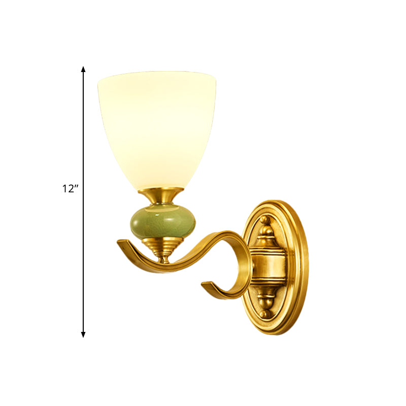 Vivolux | Vintage Conic Wandmontage Verlichtingsarmatuur 1/2-Kop Opal Glas Op Wandlamp in Goud voor Woonkamer