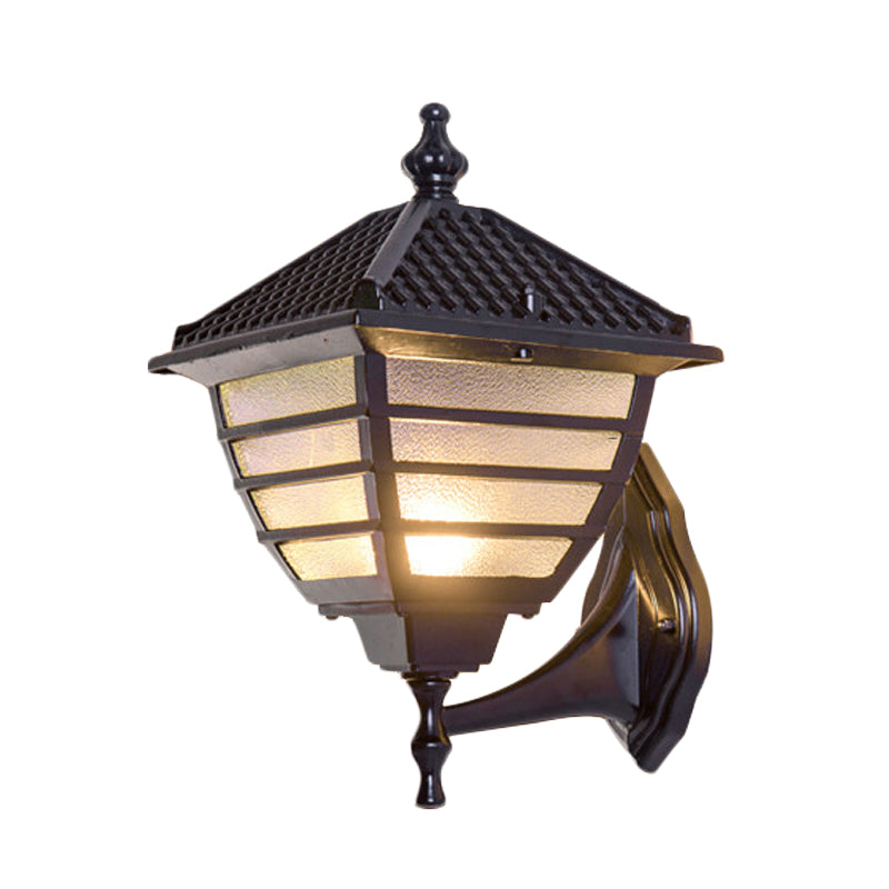 Vivolux | Rustieke Lantaarn Wandlamp Enkele Peiling Frosted Glas Wandgemonteerd Lamp in Zwart