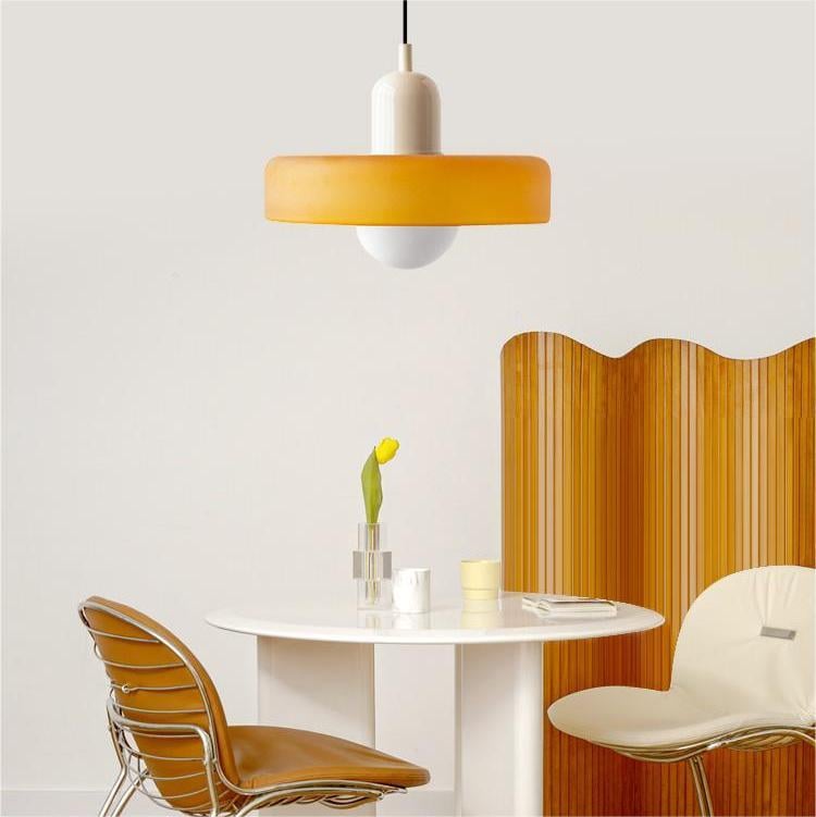 Vivolux | Pendelleuchte aus farbigem Glas | Elegante Hängeleuchte im Bauhaus-Stil | Designlampe für Wohnzimmer & Esszimmer