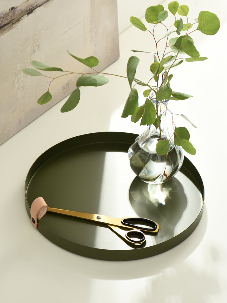 Vivolux | Nordic Style Ledergriff Schmiedeeisen runder Tablett Farbablageplatte Wasserglasplatte Wohnkultur