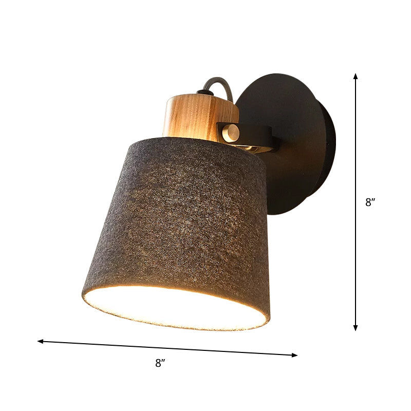 Vivolux | 1 Kopf Holz Wandbeleuchtung Modernismus Schwarze Wandmontierte Lampe mit Fassstoffschirm
