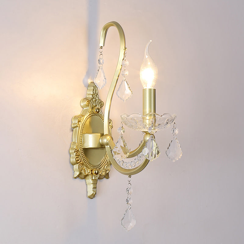 Vivolux | Rural Candle Wandlamp 1/2-Kop Kristal Wandverlichtingsarmatuur in Goud voor Woonkamer
