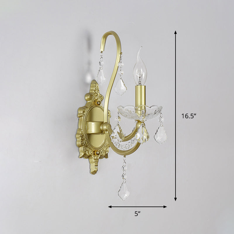 Vivolux | Rural Candle Wandlamp 1/2-Kop Kristal Wandverlichtingsarmatuur in Goud voor Woonkamer