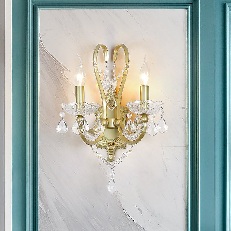 Vivolux | Rural Candle Wandlamp 1/2-Kop Kristal Wandverlichtingsarmatuur in Goud voor Woonkamer