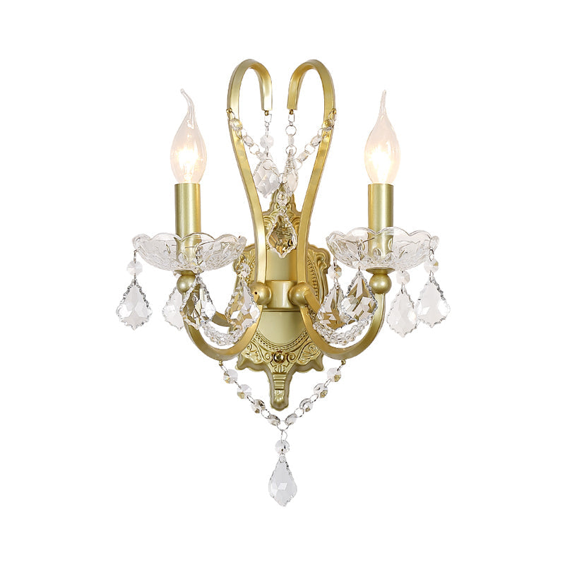 Vivolux | Rural Candle Wandlamp 1/2-Kop Kristal Wandverlichtingsarmatuur in Goud voor Woonkamer
