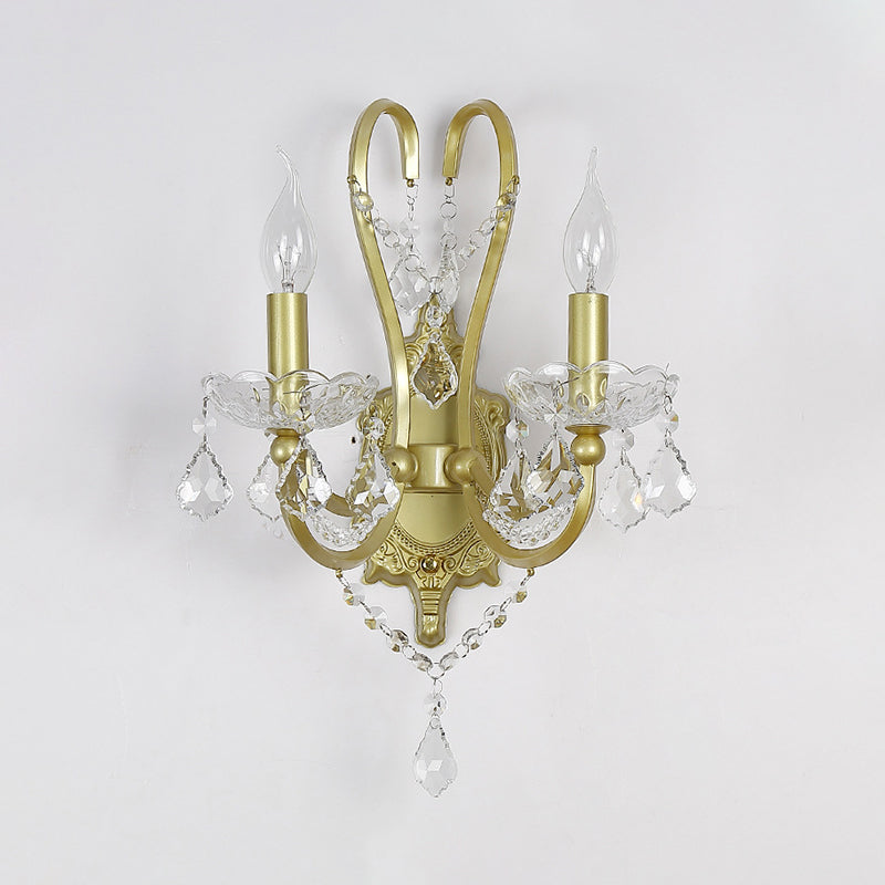Vivolux | Rural Candle Wandlamp 1/2-Kop Kristal Wandverlichtingsarmatuur in Goud voor Woonkamer
