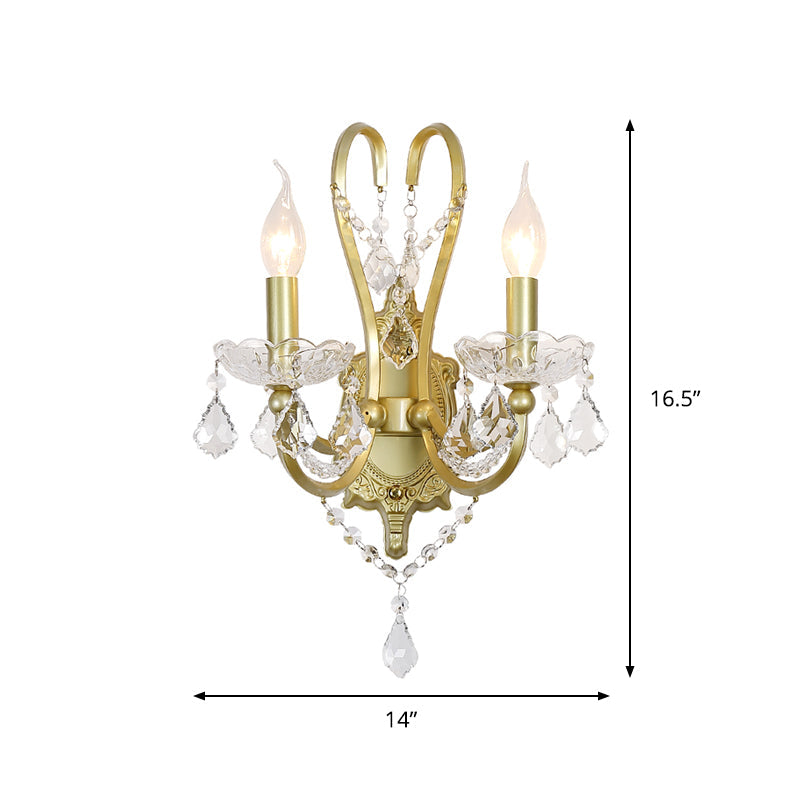 Vivolux | Rural Candle Wandlamp 1/2-Kop Kristal Wandverlichtingsarmatuur in Goud voor Woonkamer
