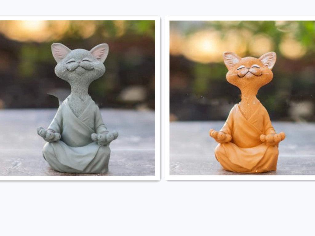 Vivolux | Verspielt Schwarze Buddha Katze Figur Meditation Yoga Sammlerstück Glückliche Katzen Dekor Zuhause Garten Dekoration Gartenornament