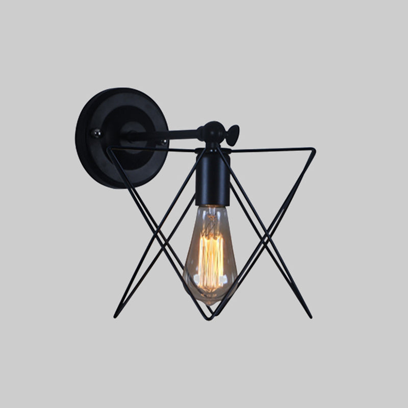 Vivolux | 1 Glühbirne Stern Design Wandlampe mit Drahtrahmen Industriell Schwarz Finish Metall Wandleuchte Beleuchtung
