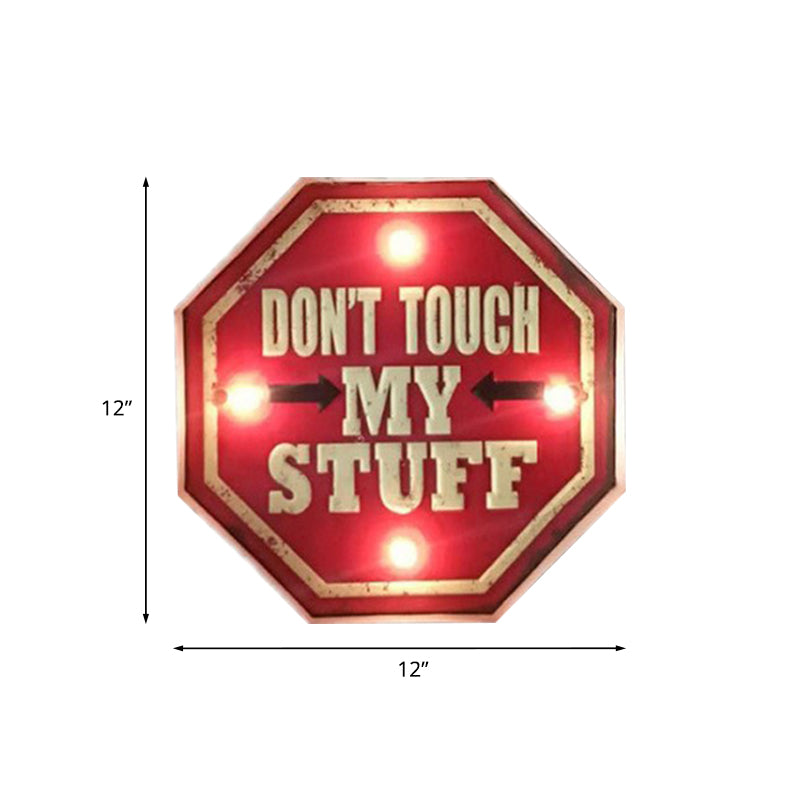 Vivolux | Vintage stijl LED wandlamp licht rood waarschuwingsbord nachtlamp met ijzeren kap