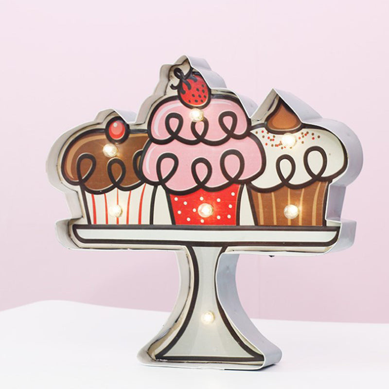 Vivolux | Vintage LED Flush Wandlamp Wit en Bruin Taart/Roze IJs/Blauwe en Rode Dranken Muurbevestigde Nachtlamp met IJzeren Kap voor Bistro