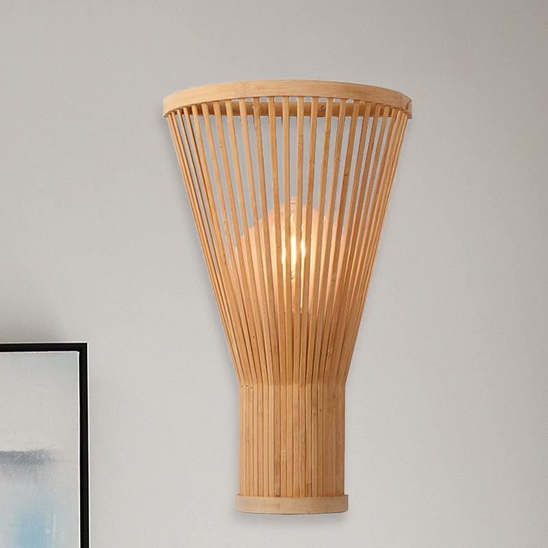 Vivolux | Handgemaakt Bamboe Wandlamp Aziatische Stijl 1-Lamp Beige Wandverlichting voor Bedside