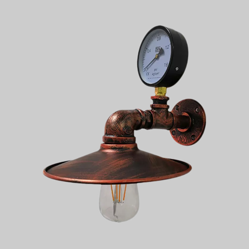 Vivolux | 1 Glühbirne Flared Wandbeleuchtung mit Gauge Deco Vintage Industrie Schwarz/Wetterschutz Kupfer Metallisch Sconce Lampe