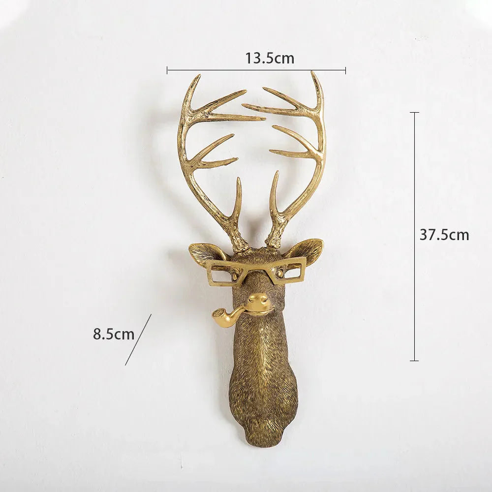 Vivolux | Antik Bronze Harz Tier Anhänger Goldenes Reh Kopf Wand Lagerhaken Hintergrund Wand Zubehör Dekorative Figuren