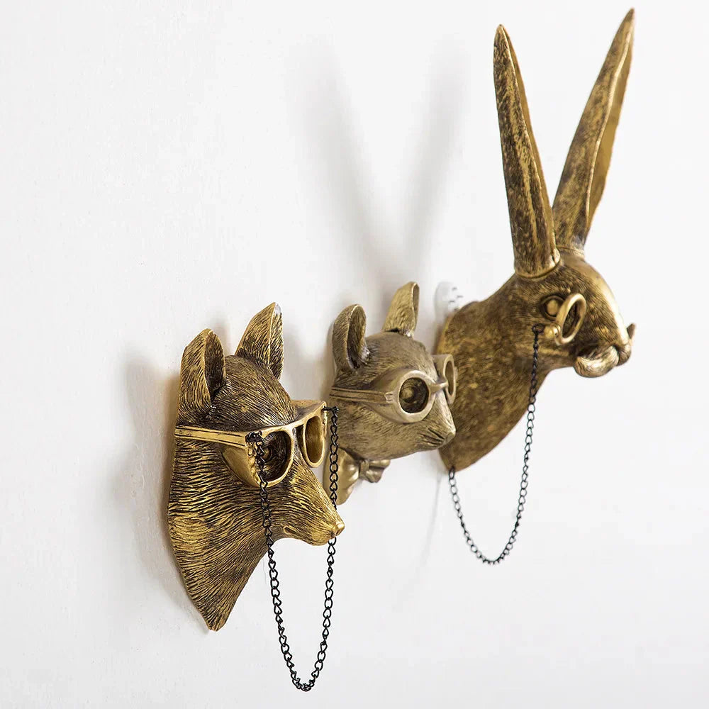 Vivolux | Antik Bronze Harz Tier Anhänger Goldenes Reh Kopf Wand Lagerhaken Hintergrund Wand Zubehör Dekorative Figuren