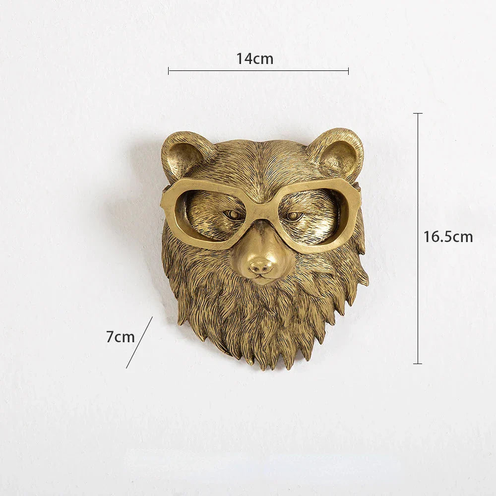 Vivolux | Antik Bronze Harz Tier Anhänger Goldenes Reh Kopf Wand Lagerhaken Hintergrund Wand Zubehör Dekorative Figuren