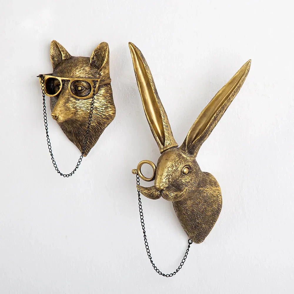 Vivolux | Antik Bronze Harz Tier Anhänger Goldenes Reh Kopf Wand Lagerhaken Hintergrund Wand Zubehör Dekorative Figuren