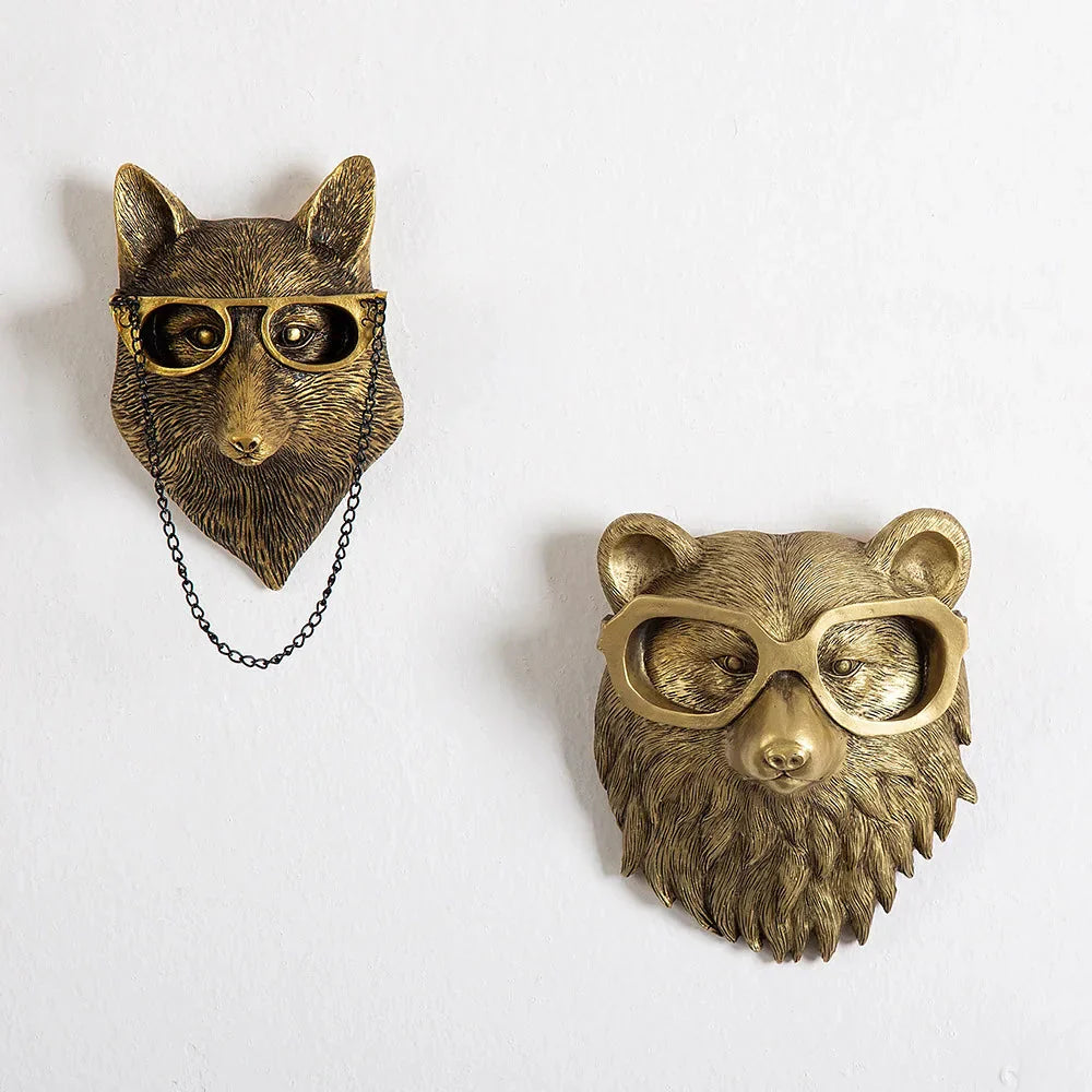 Vivolux | Antik Bronze Harz Tier Anhänger Goldenes Reh Kopf Wand Lagerhaken Hintergrund Wand Zubehör Dekorative Figuren