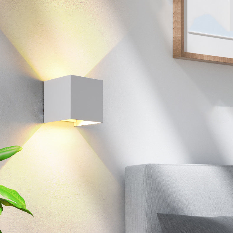 Vivolux | Moderne Minimalistische Wasserdichte Würfel Oben Unten Aluminium Glas Induktions-LED-Wandleuchte Lampen Für Schlafzimmer