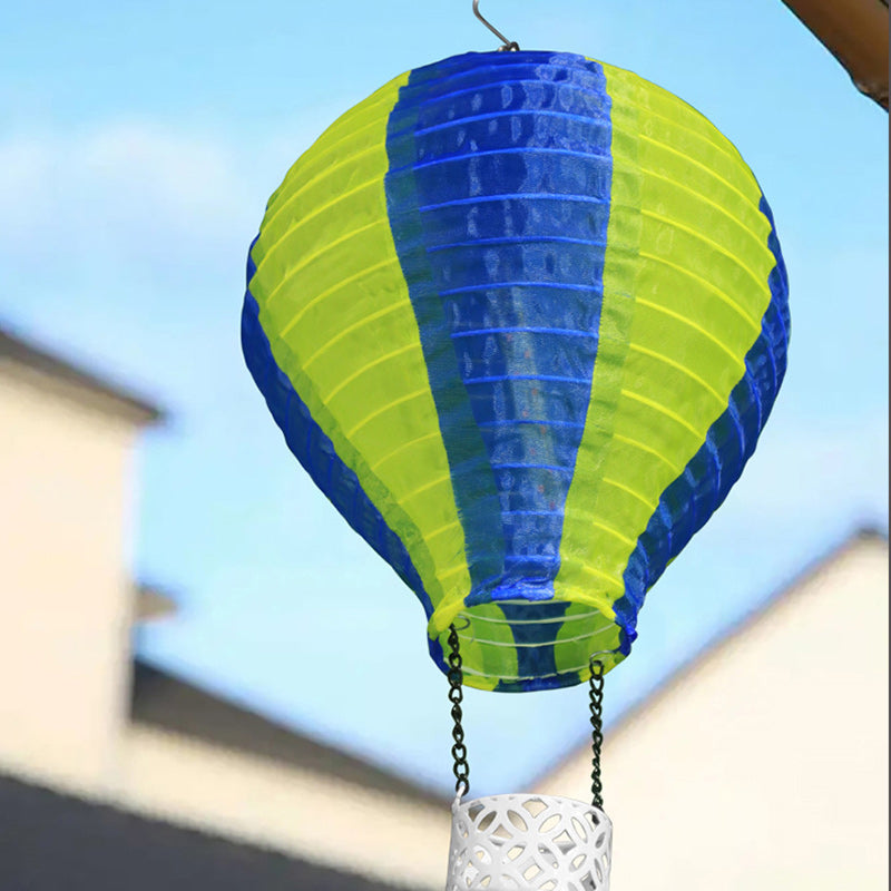 Vivolux | Zeitgenössischer kreativer Solar-Heißluftballon-Stoffschirm LED Außenpendelleuchte für Terrasse draußen