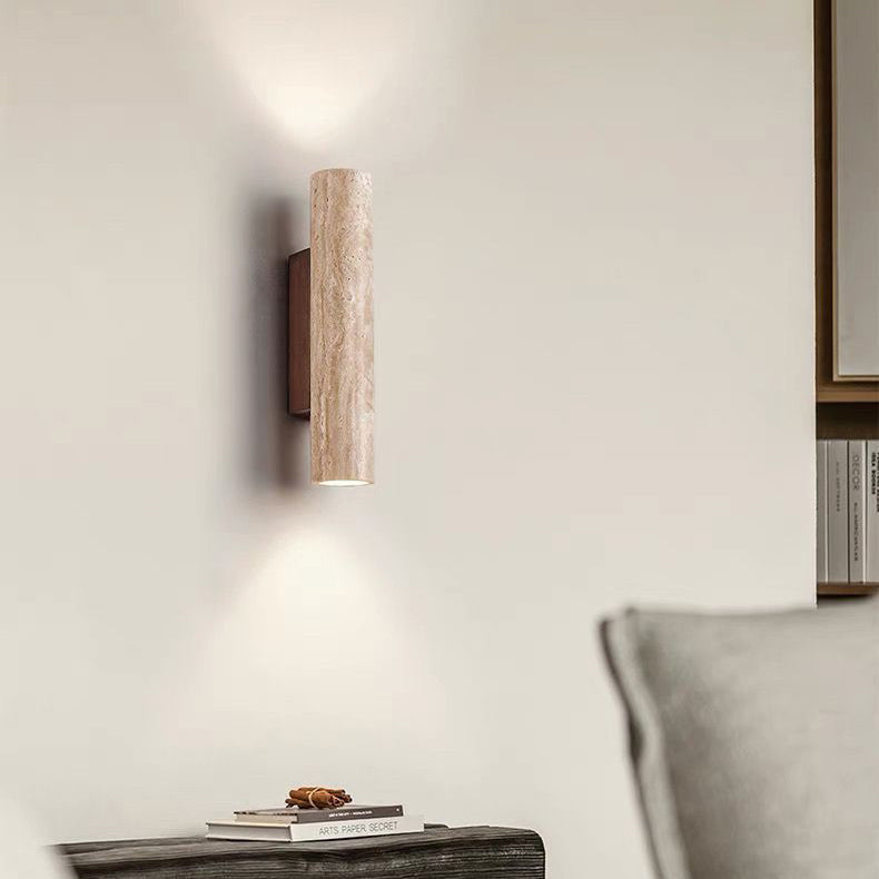 Vivolux | Nordivea Travertin-Wandleuchte | Skandinavisches Design | 2-flammig | Holz & Travertin