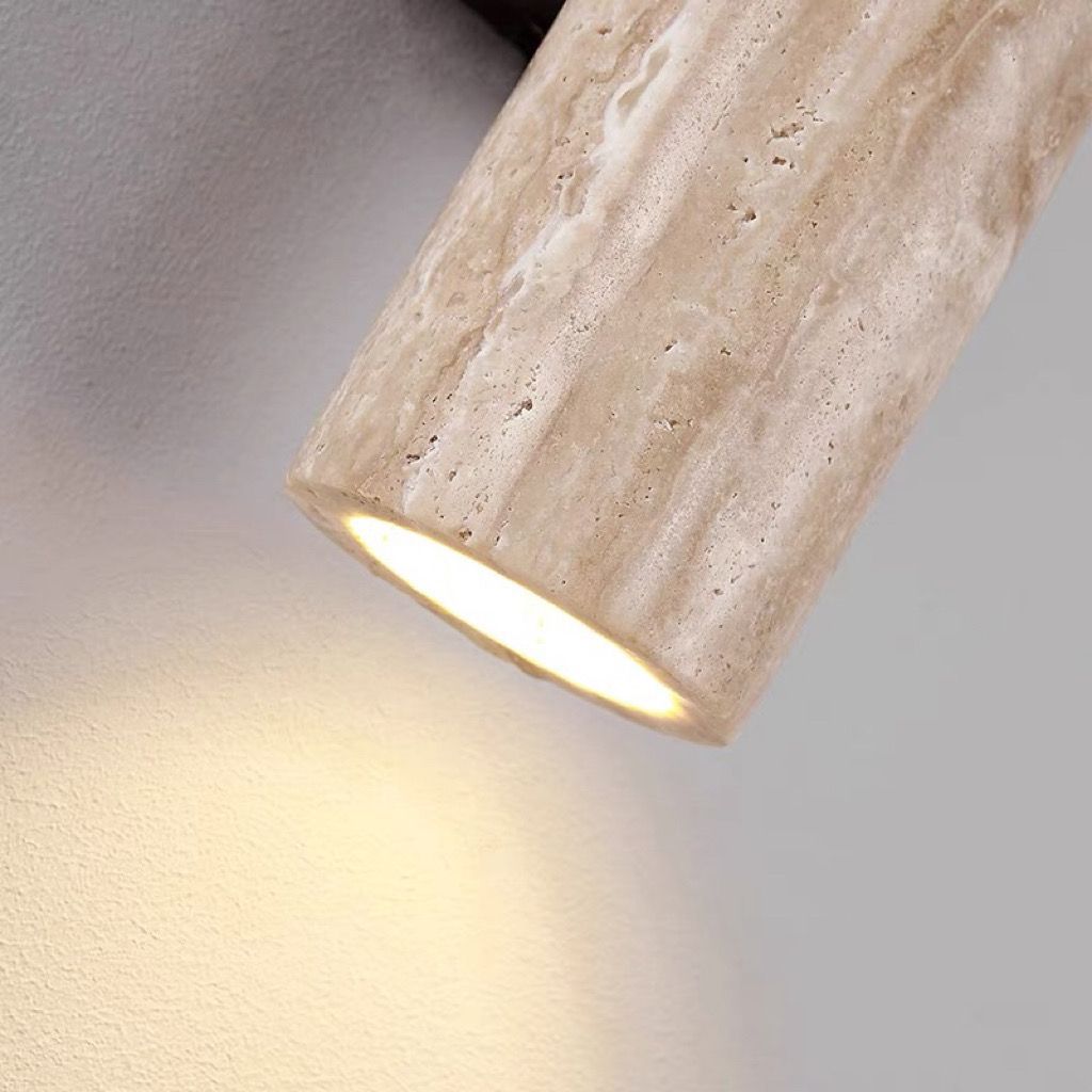Vivolux | Nordivea Travertin-Wandleuchte | Skandinavisches Design | 2-flammig | Holz & Travertin