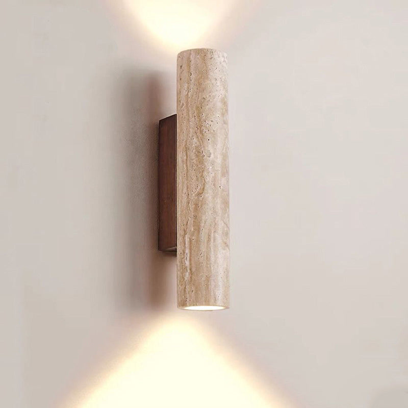 Vivolux | Nordivea Travertin-Wandleuchte | Skandinavisches Design | 2-flammig | Holz & Travertin