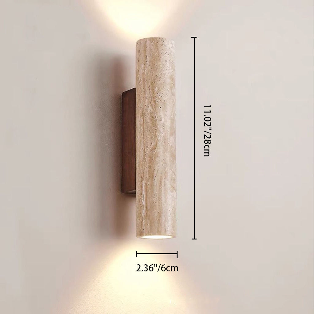 Vivolux | Nordivea Travertin-Wandleuchte | Skandinavisches Design | 2-flammig | Holz & Travertin