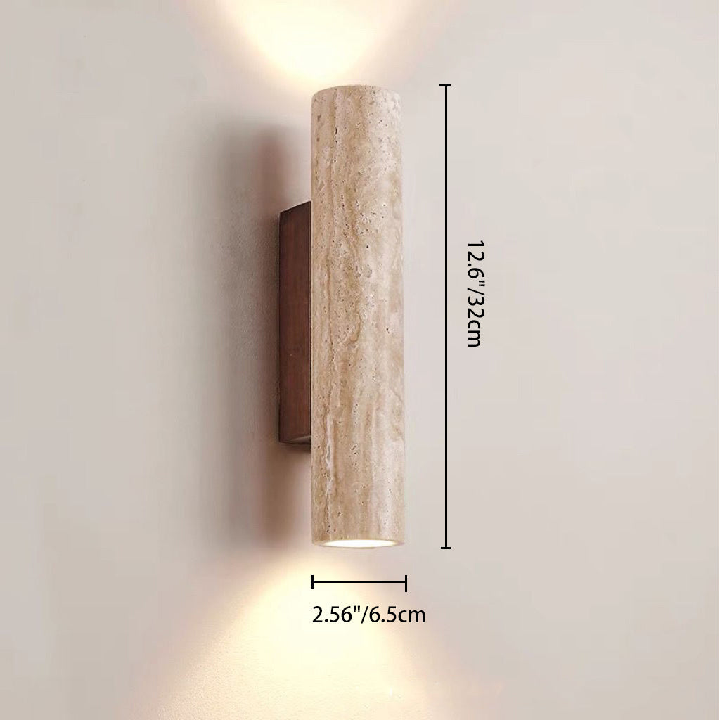 Vivolux | Nordivea Travertin-Wandleuchte | Skandinavisches Design | 2-flammig | Holz & Travertin