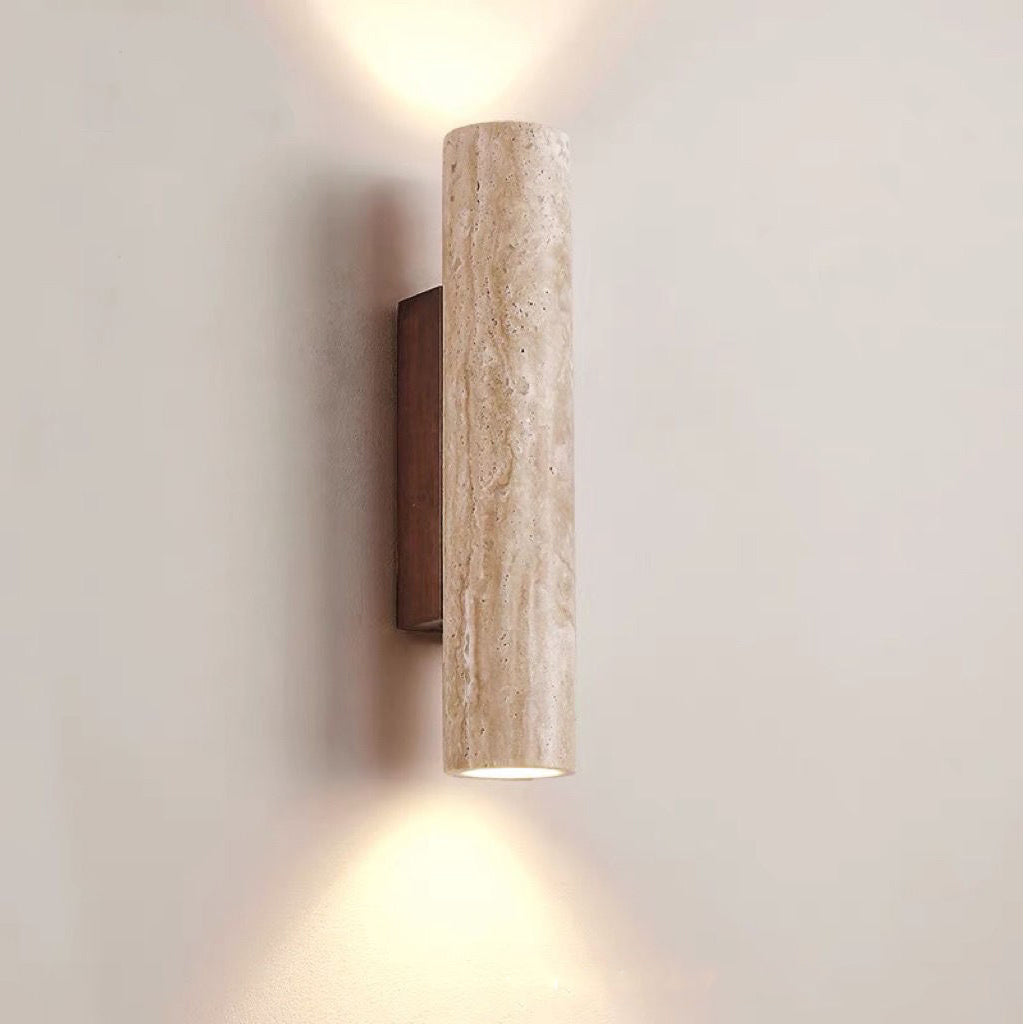 Vivolux | Nordivea Travertin-Wandleuchte | Skandinavisches Design | 2-flammig | Holz & Travertin