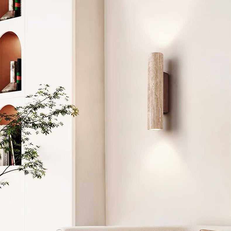 Vivolux | Nordivea Travertin-Wandleuchte | Skandinavisches Design | 2-flammig | Holz & Travertin