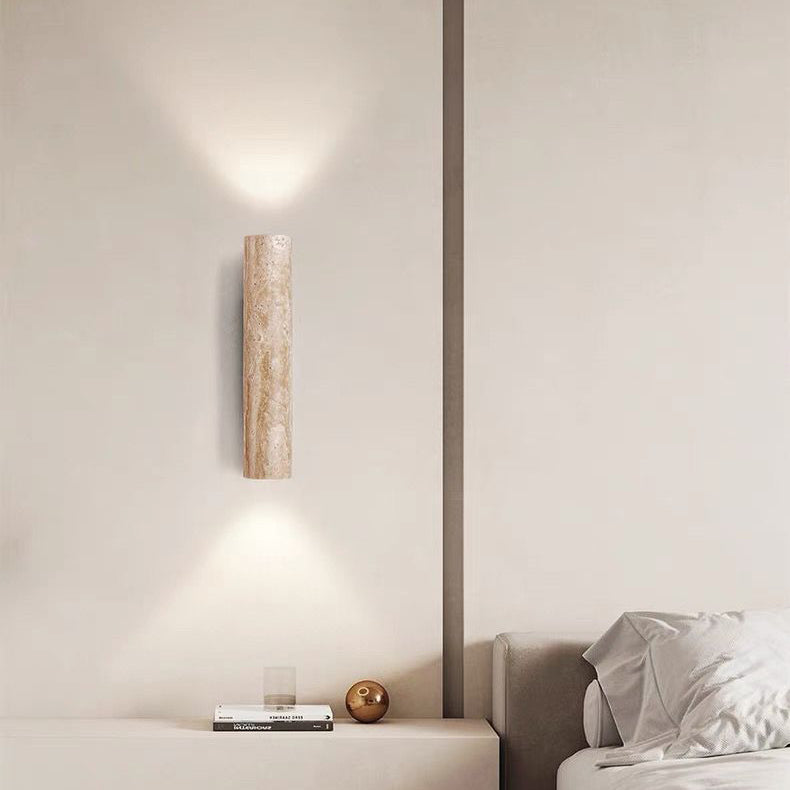 Vivolux | Nordivea Travertin-Wandleuchte | Skandinavisches Design | 2-flammig | Holz & Travertin