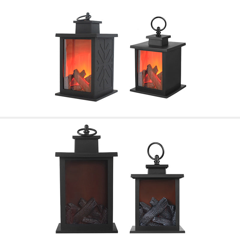 Vivolux | Zeitgenössische Retro ABS Simulierte Flamme Kamin Runde Batterie Rechteckige LED Tischlampe Für Wohnzimmer