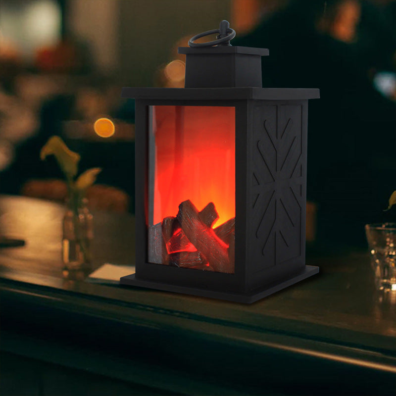 Vivolux | Zeitgenössische Retro ABS Simulierte Flamme Kamin Runde Batterie Rechteckige LED Tischlampe Für Wohnzimmer