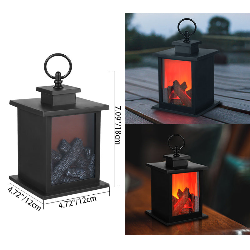 Vivolux | Zeitgenössische Retro ABS Simulierte Flamme Kamin Runde Batterie Rechteckige LED Tischlampe Für Wohnzimmer