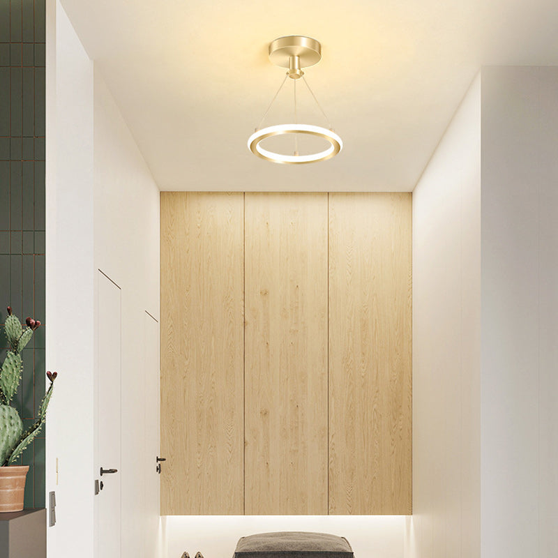 Vivolux | Zeitgenössische Nordische Runde Metall Silica LED Semi-Flush Mount Deckenleuchte für Flur