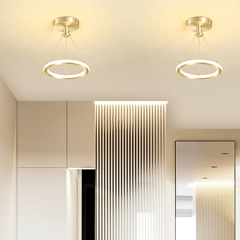 Vivolux | Zeitgenössische Nordische Runde Metall Silica LED Semi-Flush Mount Deckenleuchte für Flur