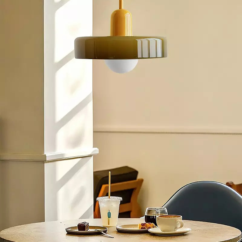 Vivolux | Pendelleuchte aus farbigem Glas | Elegante Hängeleuchte im Bauhaus-Stil | Designlampe für Wohnzimmer & Esszimmer