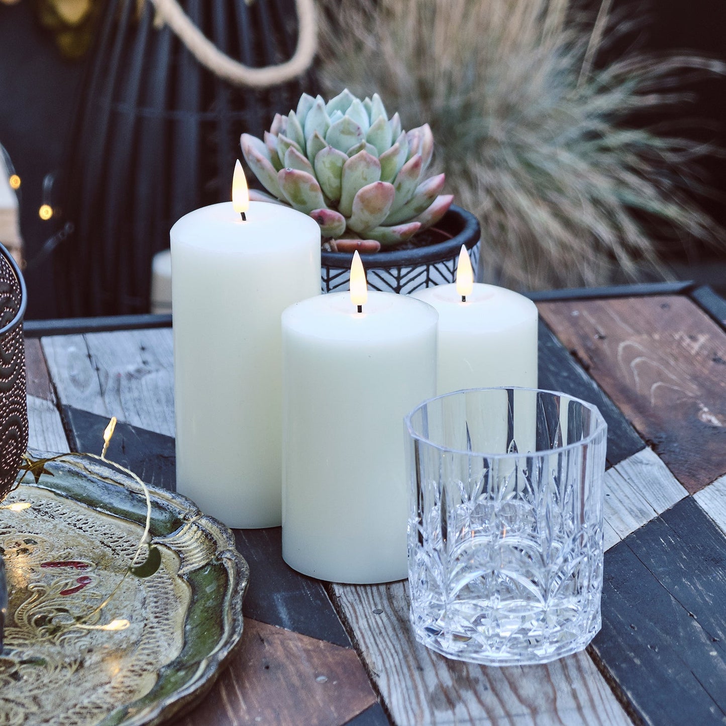 Vivolux | TruGlow LED Outdoor Kerzen Trio mit Fernbedienung