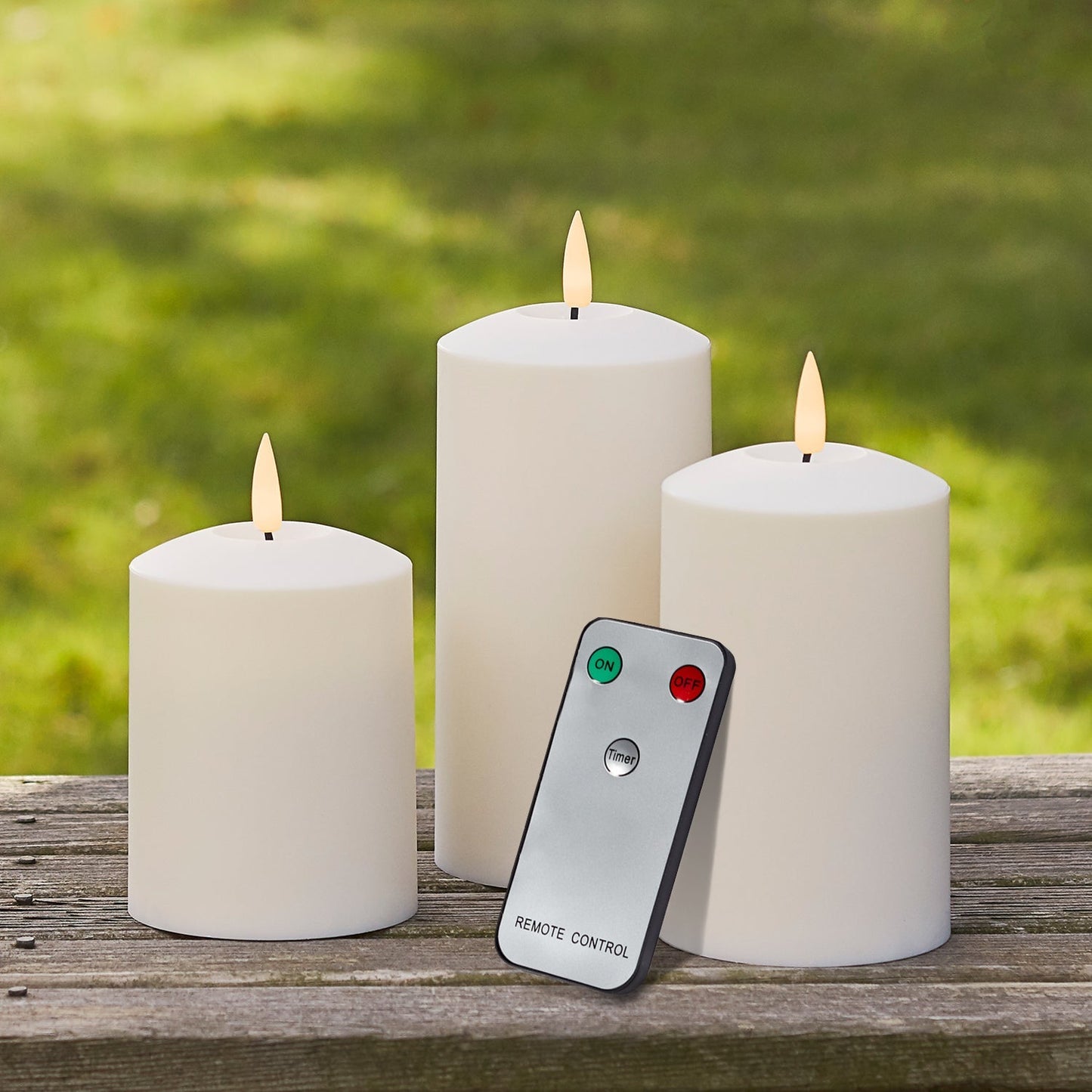 Vivolux | TruGlow LED Outdoor Kerzen Trio mit Fernbedienung