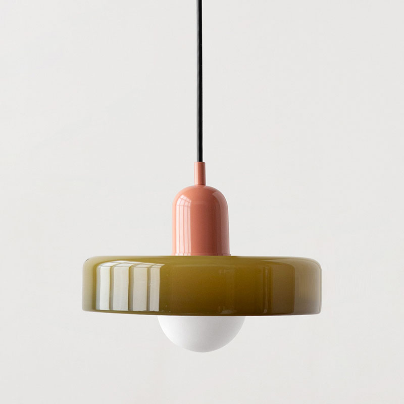 Vivolux | Pendelleuchte aus farbigem Glas | Elegante Hängeleuchte im Bauhaus-Stil | Designlampe für Wohnzimmer & Esszimmer